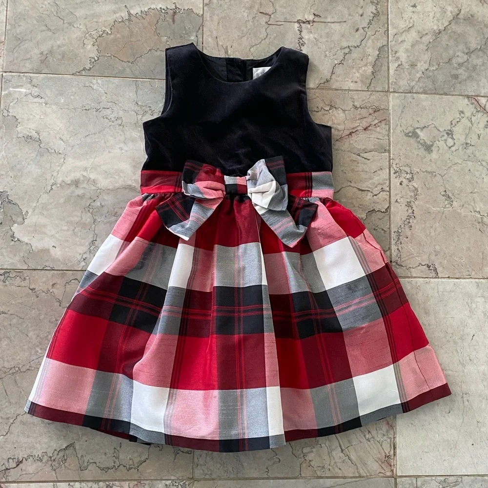 Dress Up by Gymboree Plaid Dress with Bow Size 5 Christmas Excellent Condition